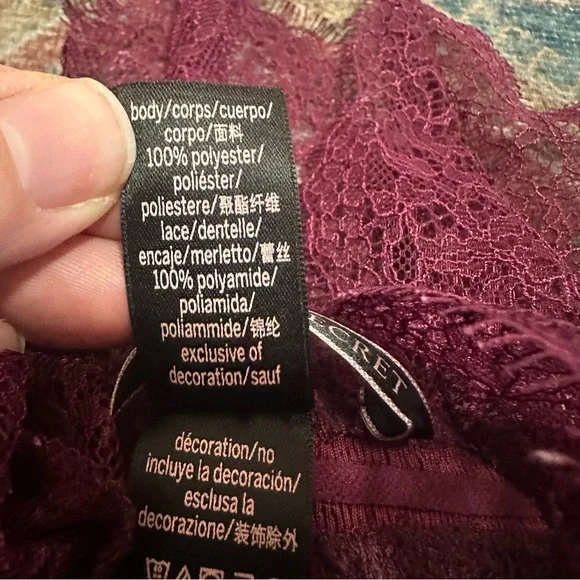 Victoria’s Secret Burgundy lace babydoll dress/top size XS - Picture 7 of 8